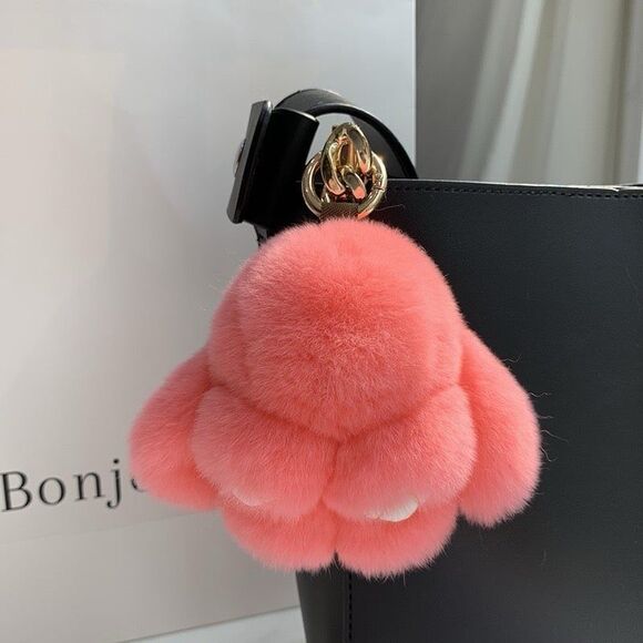 Real Rabbit hair pompom keychain - KC032 Watermelon - Picture 1 of 4